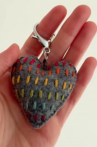 Handmade Felt Heart Keychain With Rainbow Embroidery – Valentine’s Gift - Etsy