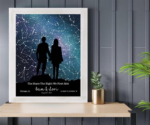 Stars the Night We Met Custom Star Map Print - Valentines Day Gift, Star Map by Date Anniversary Gift, Night Sky Print Personalised Gift - Etsy