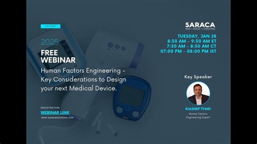 Webinar | Human Factors Engineering: Key Considerations for Designing Medical Devices | SARACA | SARACA