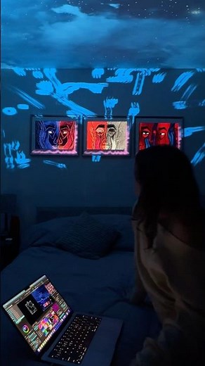 Bedroom Projection Mapping my Art Prints👩‍💻📽️🌀#immersivevisuals #projectionmapping #art