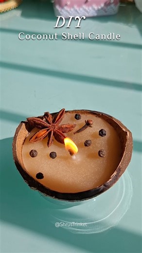 DIY Coconut Shell Candle Decor #shorts
