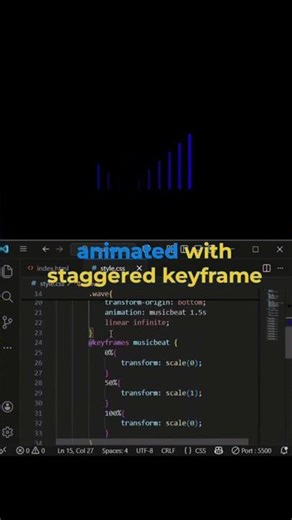 How to create a Music beat wave by using HTML and CSS in VS code.