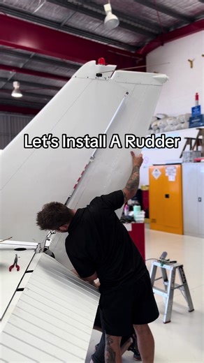 Bevan and Rodrigo install a C172 rudder 🛠️ #aviationtok #planetok #commercialpilottraining #aircraftmechanic #aircraftengineer #airplaneengineer #airplanemechanic