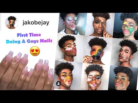 Doing Guys Nails For The First Time | Acrylic Nails Tutorials | Acrylic Nails On Men