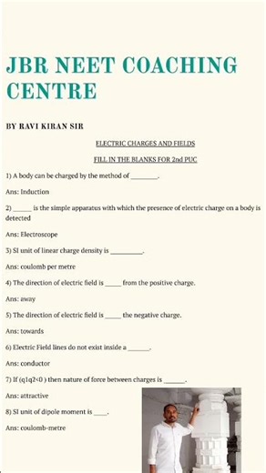 Education #Physics#Ravi Kiran lecturer in physics #Electric charges and fields #shorts #ytshorts