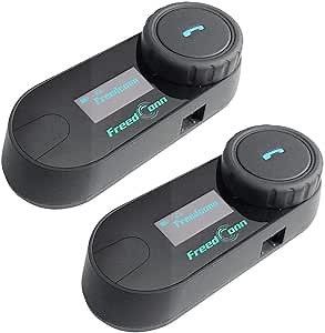 FreedConn 2pcs TCOM-SC Motorcycle Intercom Headset Speakers,2-3 Riders Helmet Bluetooth Intercom, Universal Communication Systems with Music Sharing/LCD Screen/FM Radio/Mobile Phone/GPS/Waterproof