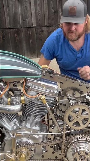 Harley Davidson 1948 panhead with an inertia starter from a V12 Merlin engine WW2 era