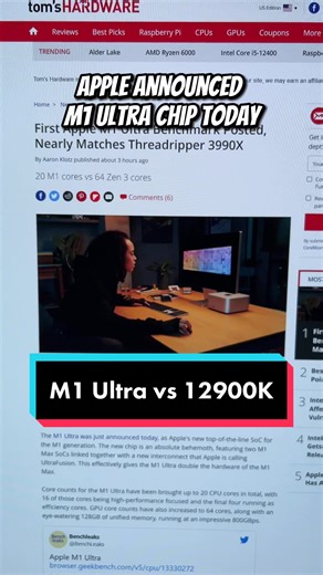 #montie #fyp #Intel #Apple #M1Ultra #M1 #12900K #Benchmark #Cpu #techtok #Geekbench