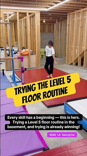 Trying a Level 5 floor routine in the basement — and trying is winning! #gymnasticslife #gymnast