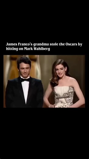 @pastscopee on Instagram: "During the year James Franco and Anne Hathaway hosted the Academy Awards, one of the most memorable moments didn't happen on stage at all. In the middle of the ceremony, Franco casually gave a quick shout-out to his grandmother sitting in the audience - a wholesome aside that could've easily passed unnoticed. Then the camera cut to her. Instead of offering a polite wave or shy smile, she seized the moment. Locking eyes with Mark Wahlberg, she confidently called him "Ma