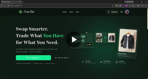 Day 18 of building SwapStyle 🚀 I’m building SwapStyle — a platform where users can exchange items with each other instead of buying new ones, making swaps simple, location-based, and more… | Hussain moiyedi