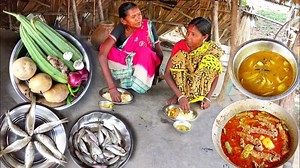 vegetable with small fish curry cooking & eating | The real village cooking