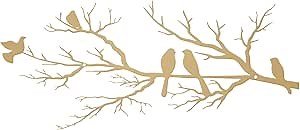 ESTART Metal Birds Wall Art, Metal Vivid Birds on Branch Silhouette Wall Decor Gold Leaves with Bird Outdoor Hanging Wall Sculpture for Home Living room Bedroom Balcony Garden (Gold, Small)
