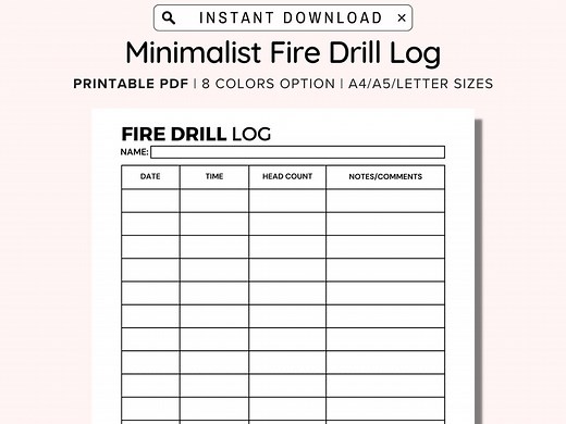 Business Fire Drill Log Printable, Organization, Fire Drill Practice, Daycare Fire Drill Log, Childcare Fire Drill Tracker, Daycare Forms - Etsy