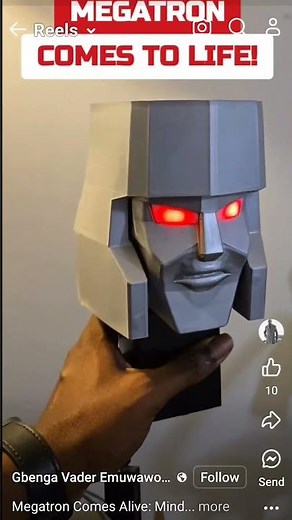3D Printed Transformers Megatron Head with Light Up Eyes