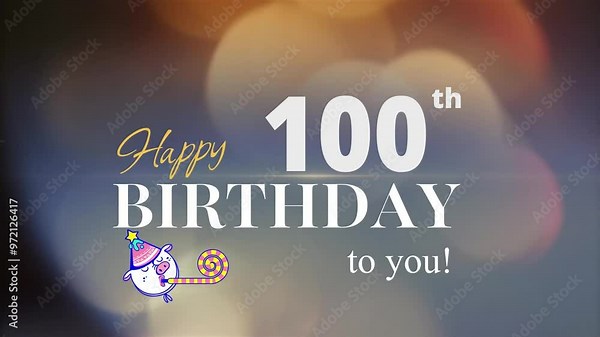 100th Happy Birthday, with gold particles Background, 100th Year Happy Birthday Wishes Greeting card, birthday card, invitation card, Celebration, party, Birthday wishes