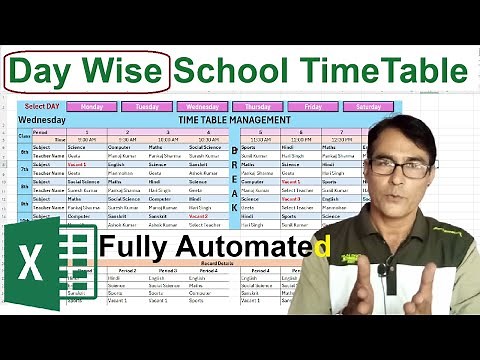 Day Wise Automated School Teacher Time Table Using Excel Sheet | How to make School Timetable