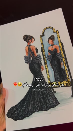Nada | Riyadh KSA artist, fashion illustrator, live sketching on Instagram‎: "ومو بس هي .. حتى إنتِ تقدري تكون رسمتك القصة الجاية 🎨💫 من طلبات الرسم الجميلة الي ماعرفت ارسم تفاصيل الفستان من الأمام أو من الخلف لأن كل جهة فيها تفاصيل أجمل فجمعتها في رسمة وحدة #رسم #viral #fashion #bride #sketching #fashionillustrator #illustration #illustrator #fasionstyle #dress #dresses #فساتين #مناسبات #توزيعات #اطلالة #زواجات_الرياض #اليوم_الوطني #فعاليات #ايفينت #بلانر #فعالية #فعالية_زواج #كوفي #live_sketc