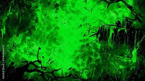 An abstract green textured background with vivid, eerie patterns and shadows creating an organic, dynamic atmosphere.