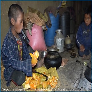 1M views · 10K reactions | Nepali Village Traditional Food, PUMPKIN and Dry Meat Curry-- Nepali Primitive Cooking Technology. | Nepali Village Family | Facebook