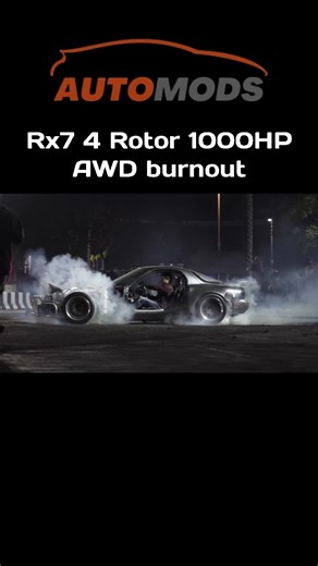 Automods on Instagram: "AWD 1000HP burnout💀💭 Its a Mazda Rx7 with custom billet 4 rotor engine with big turbo it is build by @robdahm #burnout #awdburnout #rx7 #rx74rotor #4rotor #rotorypower #rotoryengine #rotorylife #maza #trindingreels♥️😘 #trendingreels #trand"