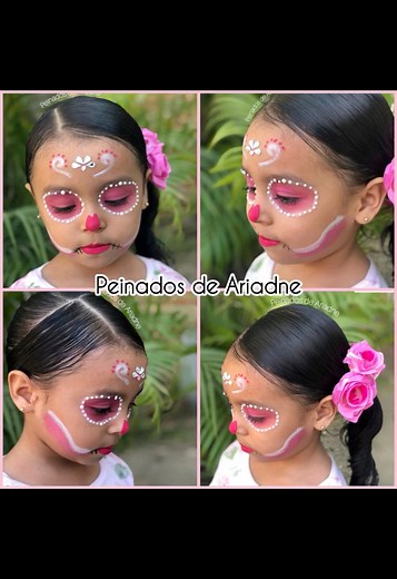 Tutorial✨Maquillaje de catrina en color rosa para niñas🥰💖🌸 #catrinas2025 #maquillajedecatrinaparaniña #makeupcatrina #fashion #maquillajedecatrina #catrinamexicana #kids #catrinamakeup #halloweencostume #catrinas #ideas #fblifestyle | Peinados de Ariadne