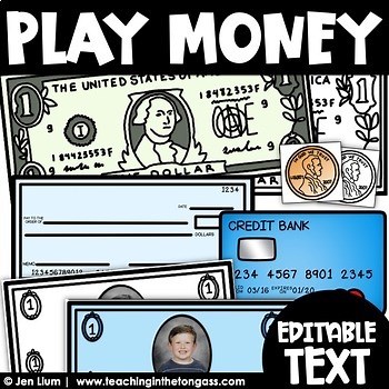 Printable Play Money Dollar Bills Coins | Editable Custom Teacher Bucks