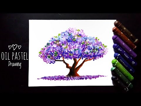 Jacaranda Trees using Stippling Technique with Oil Pastel (Part-2)| Step by Step for beginners