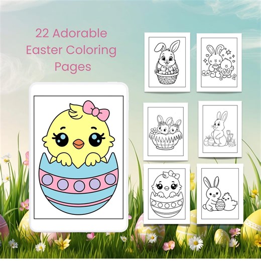 22 Easter Coloring Pages for Kids, Bold Easy Preschool Activity (digital PDF) - Etsy Canada