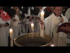 Blessing of the water and fire during the Easter vigil at San Antoninu