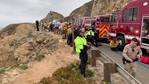California first responders rescue four people from vehicle that plunged off cliff