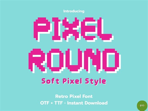 Retro Pixel Font · 8-bit Game Display Typeface · Pixel Round - Etsy