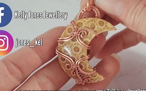 【金属绕线】菊花石珊瑚玉月亮吊坠绕线 | Kelly Jones Jewellery