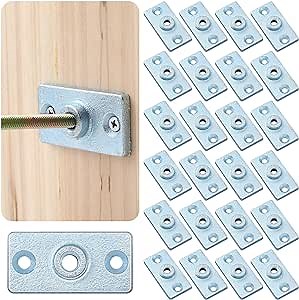 Gisafai 24 Pcs Ceiling Flange Hangers for 3/8 in Ceiling Flange Hanger Plate Threaded (Pipe) for DIY Plumbing and Industrial Decor, Threaded Rod, Galvanized Iron, Wall Mounting