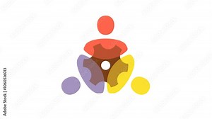 Teamwork with people and gear graphic animation. Alpha channel. Transparent background motion design. 4K resolution