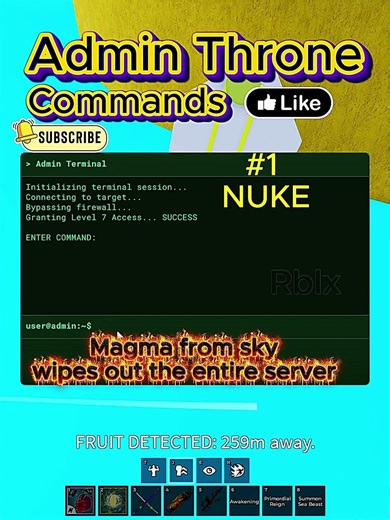 Admin Throne Commands #roblox #bloxfruits #bloxfruit #shorts
