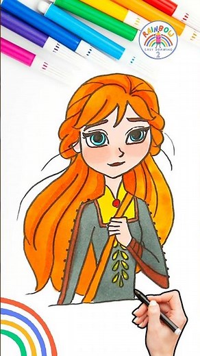 Draw Anna from FROZEN | How to Draw Elsa and Anna 🌈👸🏽 #disney #FROZEN #princess