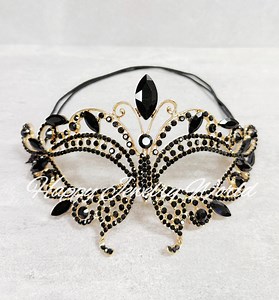 Gold Masquerade Mask, Masquerade Ball Mask, Black Crystal Mask, Cosplay Mask, Face Mask, Halloween Mask, Venetian Mask, Cat Mask - Etsy