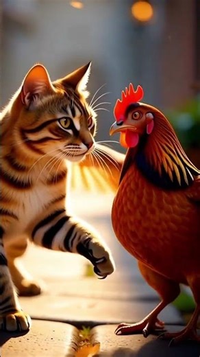 special Fight cat vs Rooster #shortvideo #cartoon