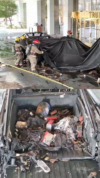 Investigators are meticulously examining the Tesla Cybertruck that exploded outside Trump International Hotel in a possible terrorist attack. (🎥: LVMPD) | TMZ