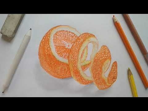 how to draw a half peeled orange | Color pencil Drawing | Timplapse