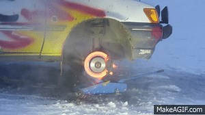Ultimate car brake test video (Explosion!) on Make a GIF
