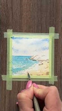 Mini Seascape Watercolor | Easy Ocean Painting Tutorial #artshorts #shorts #miniwatercolor