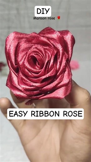 How to Make a Perfect Maroon Ribbon Rose 🌹 | Easy DIY Ribbon Flower Tutorial | Handmade Bouquet Idea