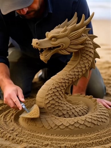 Time Lapse Dragon Sand Sculpture Is Mind-Blowing #timelapse #sandsculpture #sandsculptureart #dragon