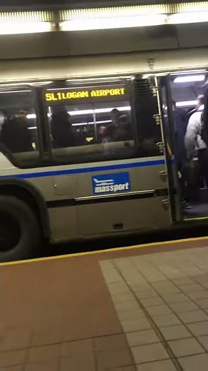 MBTA Silver Line SL1 boarding passengers at South Station