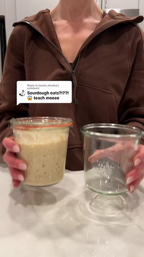 Replying to @lauren_shonka Prepping sourdough oats for tmrw morning! recipe: 1/2 cup oats, 2 tsp active sourdough starter, pinch of salt, enough water to cover (i used milk)! Ferment overnight on the counter #sourdough #oatmeal #oats #oattok #sourdoughstarter