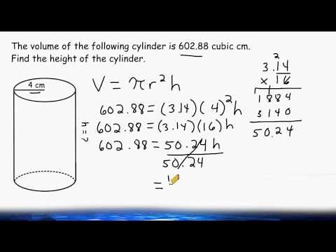 Find The Height Of A Cylinder When Given The Volume And Radius