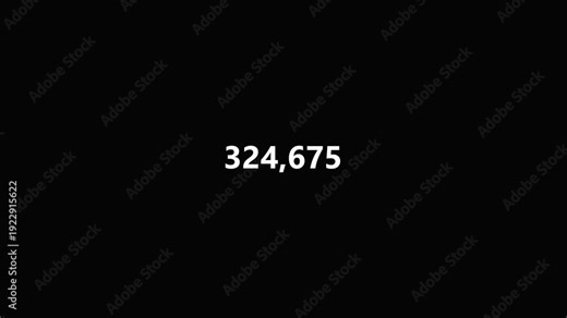 Number counter animation from 0 to 500,000 on a transparent background in 4k, Animated counting numbers from zero to 5 lac for likes,views,amount concepts