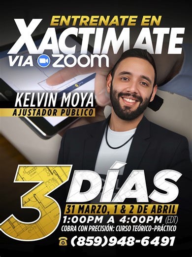 🚨 3 días para cobrar con precisión 💻 Entrénate en Xactimate vía Zoom 📊 Aprende a estimar mejor y aumentar tu valor 📅 31 marzo, 1 y 2 abril | 📲 Escríbenos y asegura tu cupo . . . . . #Xactimate #Estimaciones #Roofing #Seguros #Capacitación #Negocios
